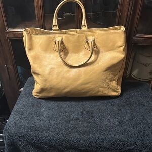 Yellow Leather Tote Bag